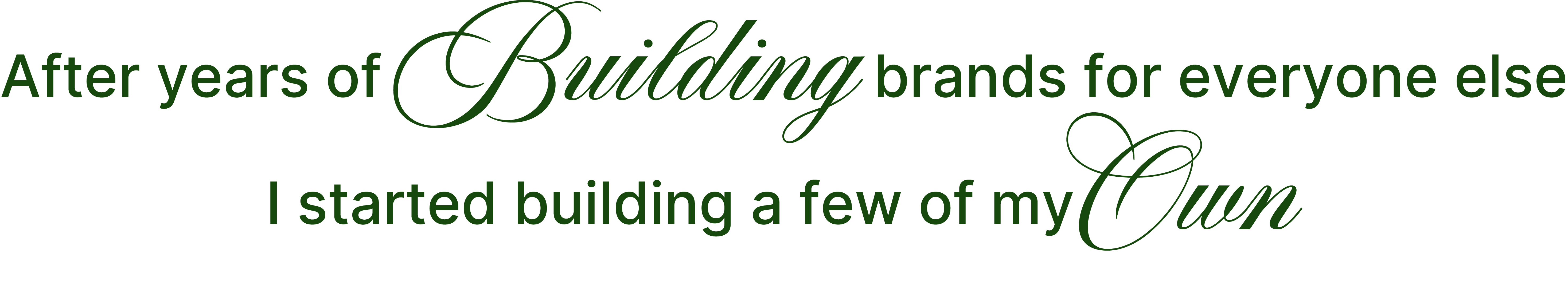 After years of Building brands for everyone else, I started building a few of my Own